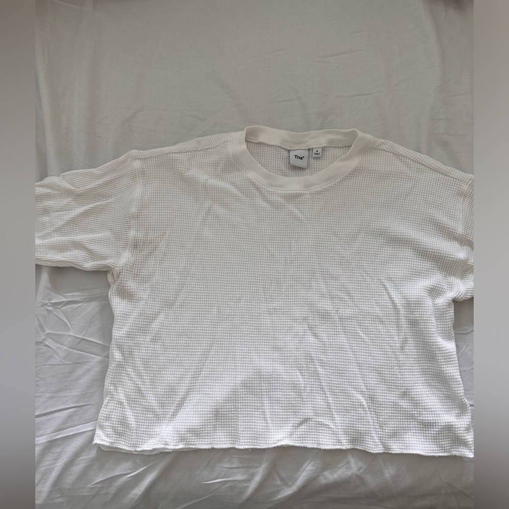 White Small Cropped Aritzia Waffle Shirt